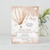 Ivoor Baby shower hete luchtballon, omhoog en weg Kaart (Staand voorkant)