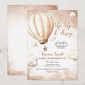 Ivoor Baby shower hete luchtballon, omhoog en weg Kaart (Voorkant / Achterkant)