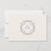Ivoor Barok Bruiloft Bedankkaart met Monogram (Achterkant)
