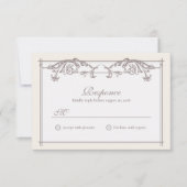 Ivoor Barok Bruiloft RSVP Kaart met Monogram (Voorkant)
