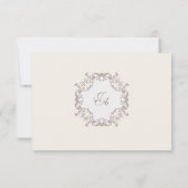 Ivoor Barok Bruiloft RSVP Kaart met Monogram (Achterkant)