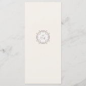 Ivoor Barok Bruiloftsmenu kaart met Monogram (Achterkant)