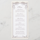 Ivoor Barok Bruiloftsmenu kaart met Monogram (Voorkant)