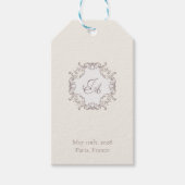 Ivoor Barok Monogram Huwelijkscadeautag Cadeaulabel (Voorkant)