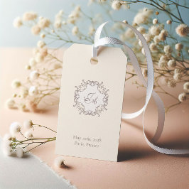 Ivoor Barok Monogram Huwelijkscadeautag Cadeaulabel