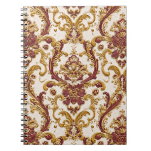 Ivoor Barok Ornament met Goud en Burgundy Notitieboek