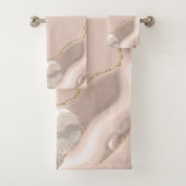 Ivoor Beige Agaat Geode Gouden Glitters Bad Handdoek (Insitu)