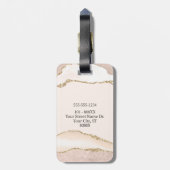 Ivoor & Beige Agaat met Gouden Glitter Aangepaste  Bagagelabel (Achterkant verticaal)