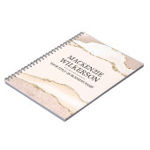 Ivoor & Beige Agaat met Gouden Glitter Aangepaste Notitieboek (Linkerzijde)