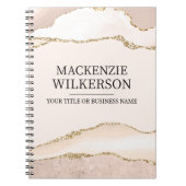 Ivoor & Beige Agaat met Gouden Glitter Aangepaste  Notitieboek (Voorkant)