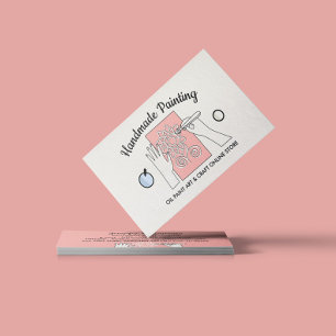 Ivoor Beige Blush Handgemaakte Hobby Kunst Olie Sc Visitekaartje