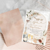 Ivoor Beige Boho Bloemen Sip en Zie Baby shower Kaart