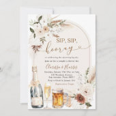 Ivoor Beige Boho Sip Sip Hooray Koppel Bruiloft Kaart (Voorkant)