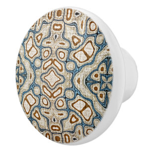 Ivoor Beige Bruin Oker Blauwgroen Blauw Etnische S Keramische Knop