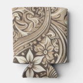 Ivoor Beige Floral Boho Indonesia Batik Waterverf Blikjeskoeler (Achterkant)