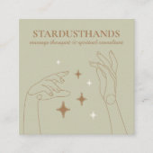 Ivoor Beige Healing Energy Hands Therapie Massage Vierkante Visitekaartje (Voorkant)