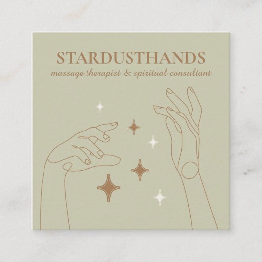 Ivoor Beige Healing Energy Hands Therapie Massage Vierkante Visitekaartje (Voorkant)