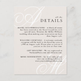 Ivoor Beige Moderne Rand Elegant Monogram Details Informatiekaartje