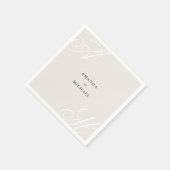 Ivoor Beige Moderne Rand Elegante Monogram Bruilof Servet (Hoek)