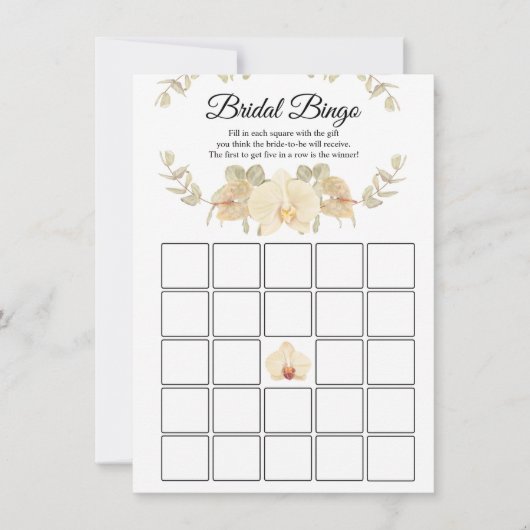 Ivoor, beige, orchideeën en eucalyptus bruids bing kaart (Voorkant)