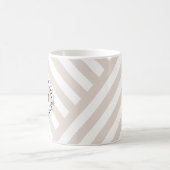 Ivoor Beige Strepen Monogram Koffiemok (Center)