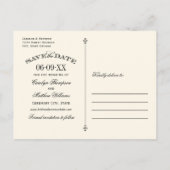  Ivoor Black Flourish Wedding Save the Date Aankondigingskaart (Achterkant)