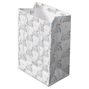 Ivoor Blauw Taupe Boho Regenboog Wolken Star Boy G Medium Cadeauzakje