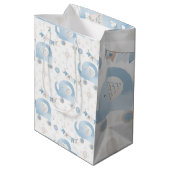 Ivoor Blauw Taupe Olifanten Ballonnen Baby Jongen  Medium Cadeauzakje (Achterkant Gekanteld)