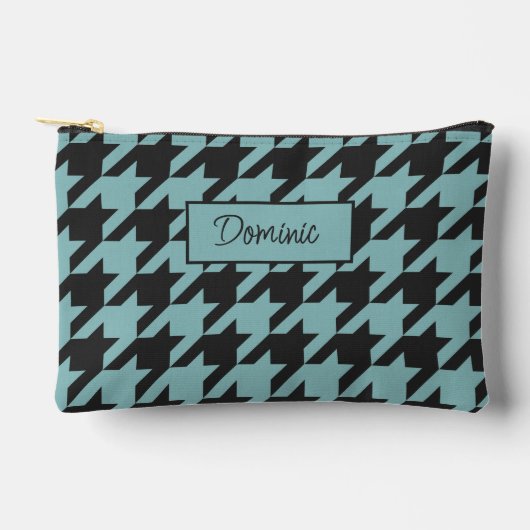 Ivoor Blauwgroen Blauw Seafoam Groen Houndstooth P Etui (Voorkant)