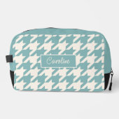 Ivoor Blauwgroen Blauw Seafoam Groen Houndstooth P Toilettasje (Voorkant)