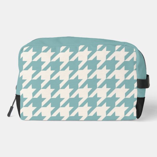 Ivoor Blauwgroen Blauw Seafoam Groen Houndstooth P Toilettasje (Achterkant)