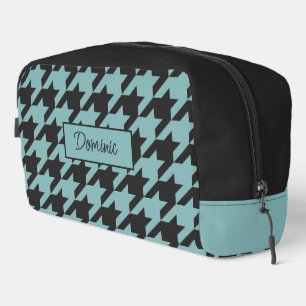 Ivoor Blauwgroen Blauw Seafoam Groen Houndstooth P Toilettasje