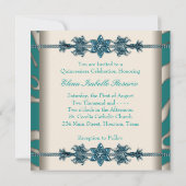 Ivoor Blauwgroen Blue Zebra Quinceanera Kaart (Achterkant)