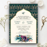 Ivoor Blauwgroen Peacock Anand Karaj Sikh Bruiloft Kaart<br><div class="desc">Verras uw gasten met deze traditionele Sikh bruiloft uitnodiging met een elegante pauw patroonachtergrond en prachtige waterverf met een moderne typografie. Voeg eenvoudig uw evenementgegevens toe aan deze gebruiksvriendelijke sjabloon om er een unieke uitnodiging van te maken.</div>