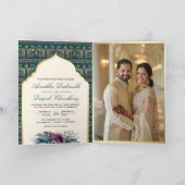 Ivoor Blauwgroen Peacock Patroon Bloemen Indische  (Binnen)