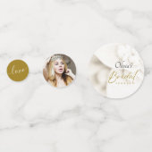 Ivoor Bloei & Elegant Gouden Schrift Bruidsdouche Confetti (Voorkanten)