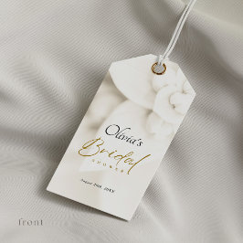 Ivoor Bloei & Elegante Gouden Schrift Bruiloftsfee Cadeaulabel