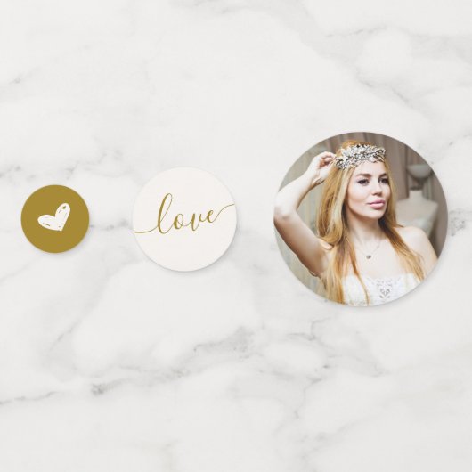 Ivoor Bloei & Elegante Gouden Script Bruidsdouche Confetti (Achterkanten)