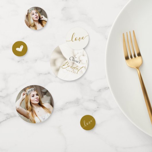 Ivoor Bloei & Elegante Gouden Script Bruidsdouche Confetti (Groep)