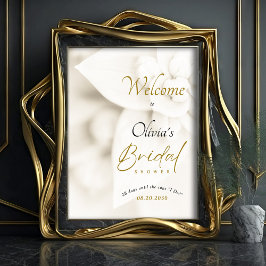 Ivoor Bloei & Gouden Script Bruidsfeest Welkom Poster