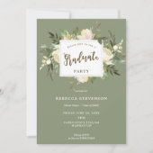 Ivoor bloem boho afstudeerfeest uitnodiging (Voorkant)