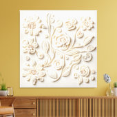 Ivoor Bloem Borduurwerk Canvas Afdruk (Insitu (Woonkamer))