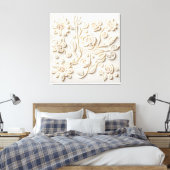 Ivoor Bloem Borduurwerk Canvas Afdruk (Insitu (Slaapkamer))