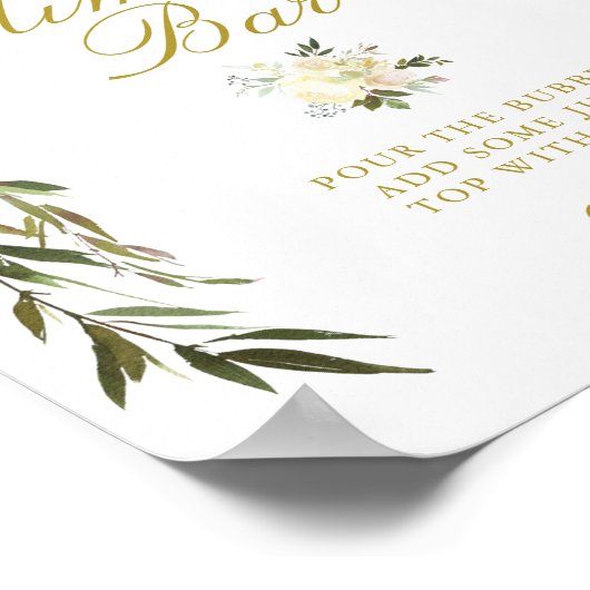 Ivoor bloem bruidsdouche mimosa bar bord poster (Hoek)