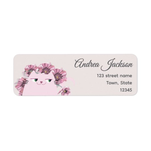 Ivoor Bloem Kat Retouradres Label Elegant (Voorkant)
