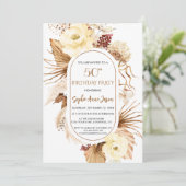 Ivoor Bloem Pampas Gras Palm Foto 50e Verjaardag Kaart (Staand voorkant)