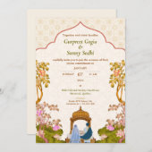 Ivoor Bloem Punjabi Sikh Huwelijksuitnodiging Kaart (Voorkant / Achterkant)