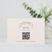 Ivoor Bloem Tuin Bruiloft RSVP QR code Kaart (Staand voorkant)