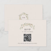 Ivoor Bloem Tuin Bruiloft RSVP QR code Kaart (Voorkant / Achterkant)