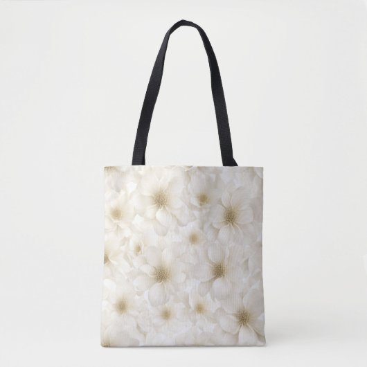 Ivoor Bloemen Abstract Tote Bag (Voorkant)